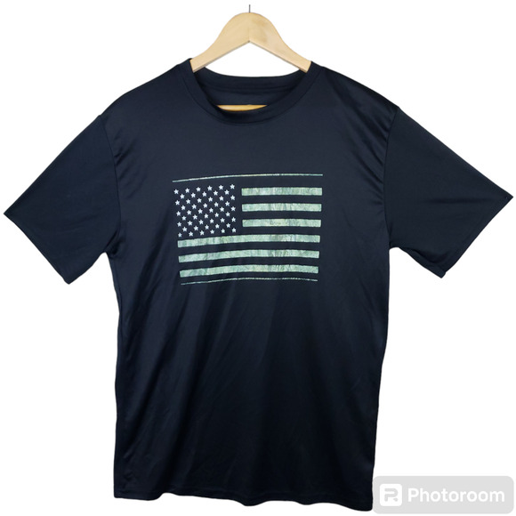 Mossy Oak Men's USA Camo Flag Graphic T-Shirt Sz Medium Short Sleeve Black - Picture 2 of 15